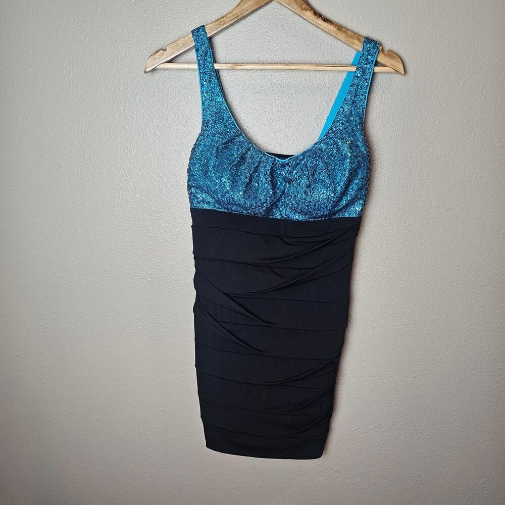Ruby-rox Bandage Sequin Women's Blue and Black Dress